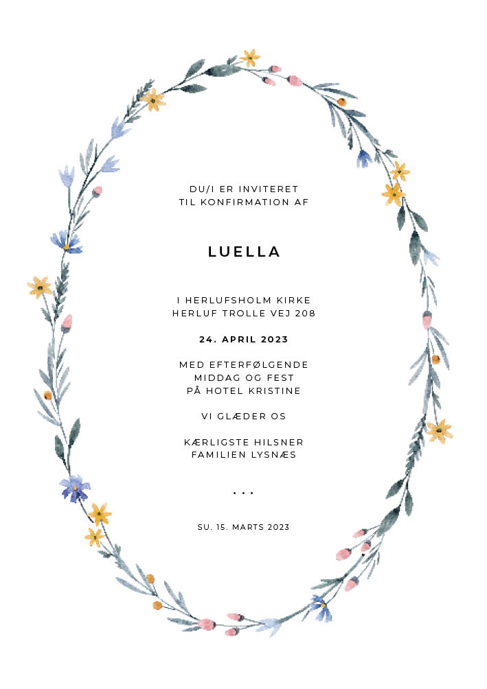Invitationer - Luella Konfirmation